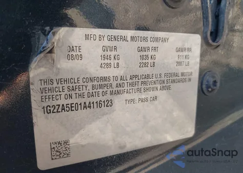 2010 Pontiac G6 from USA, damaged, VIN 1G2ZA5E01A4116123